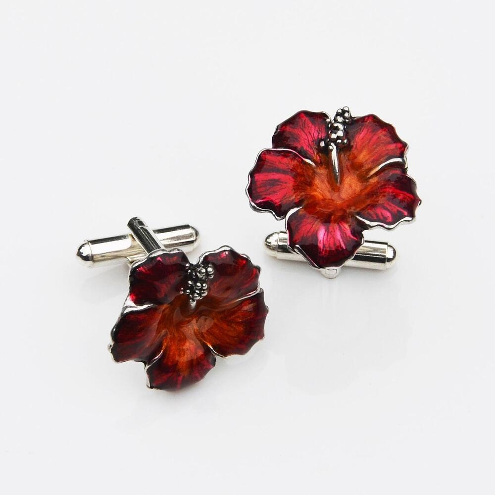 Hibiscus Flower Cufflinks - Picture 2 of 4